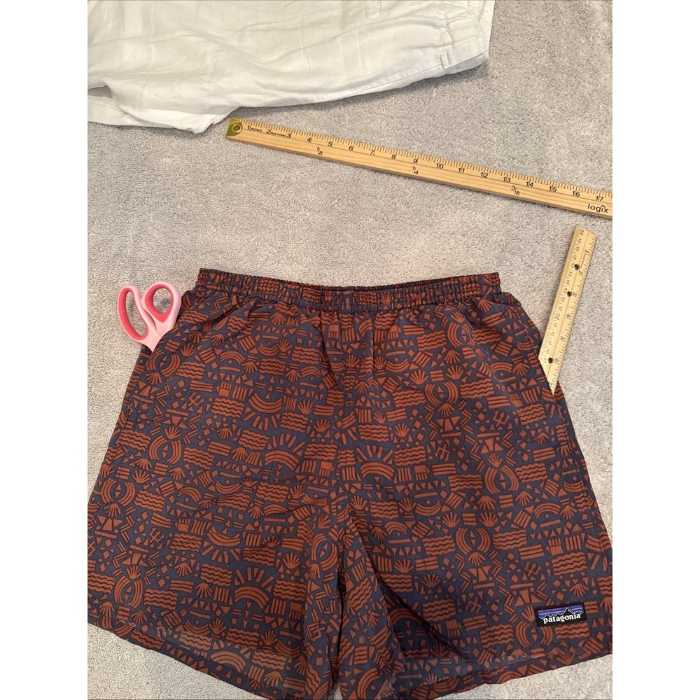 Patagonia Shorts Mens Small RUST/BLACK AZTEC Baggies Swim Trunks Lined - Picture 8 of 16